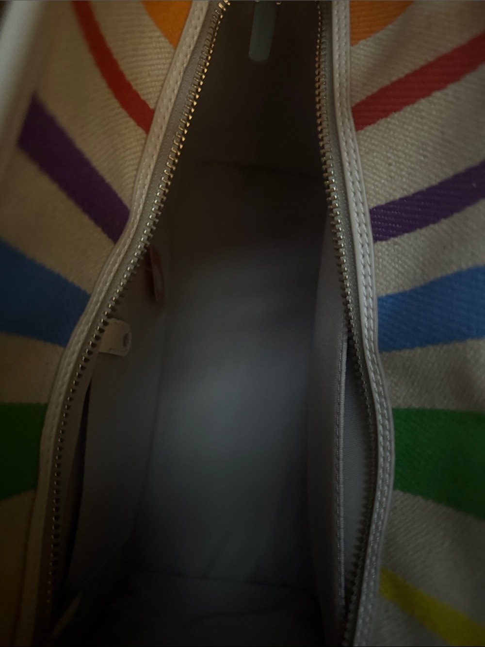 kate spade White Multicolor Rainbow Stripe Tote NWOT - Picture 8 of 12